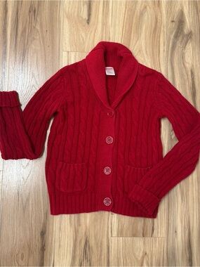 Gymboree Red Cable-Knit Shawl Collar Cardigan- Girls Size 5/6